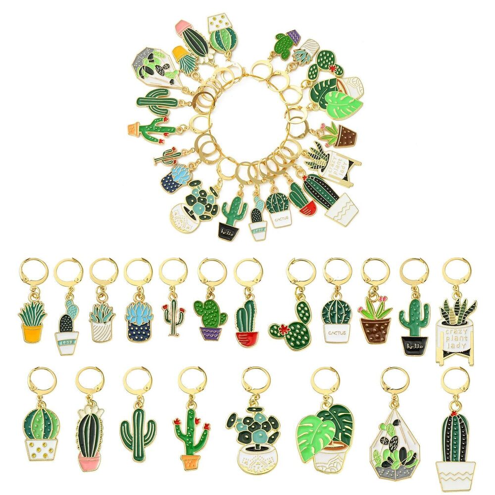 6072 20pcs Enamel Cactus Keychain Bulk Hot Summer Green Leaf Pendant Charms